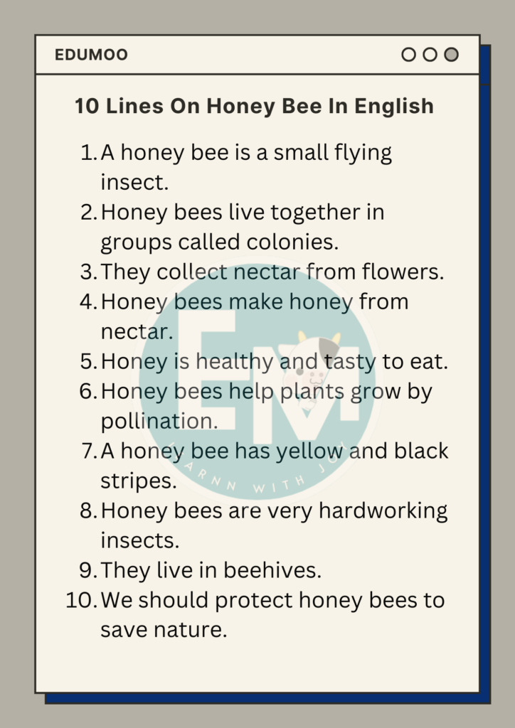 10 Lines On Honey Bee