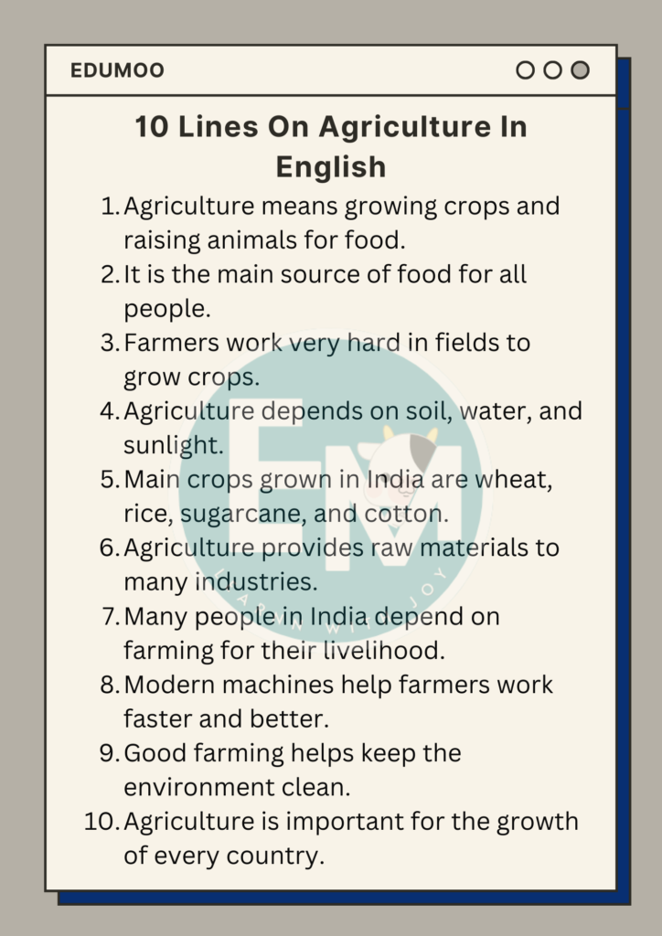 10 Lines on Agriculture