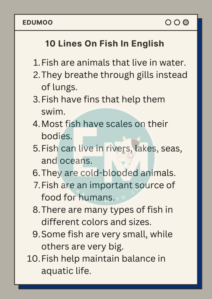 10 Lines on Fish