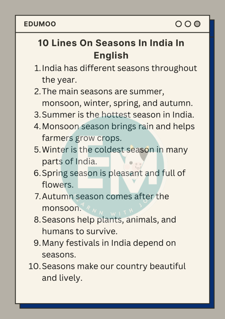 10 Lines on Seasons In India