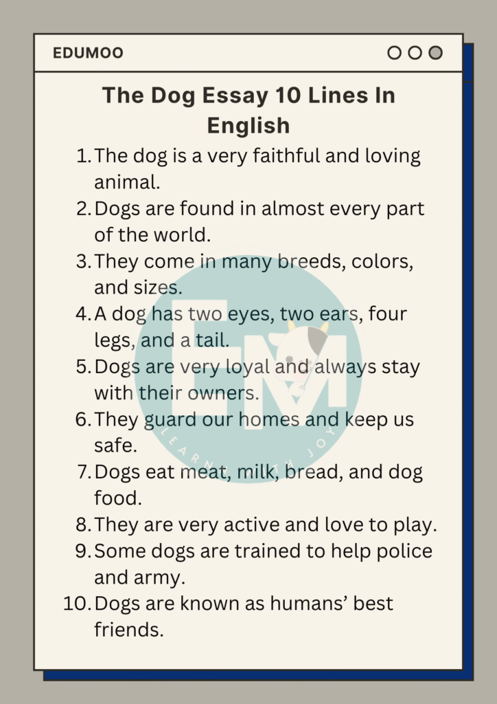 the dog essay 10 lines