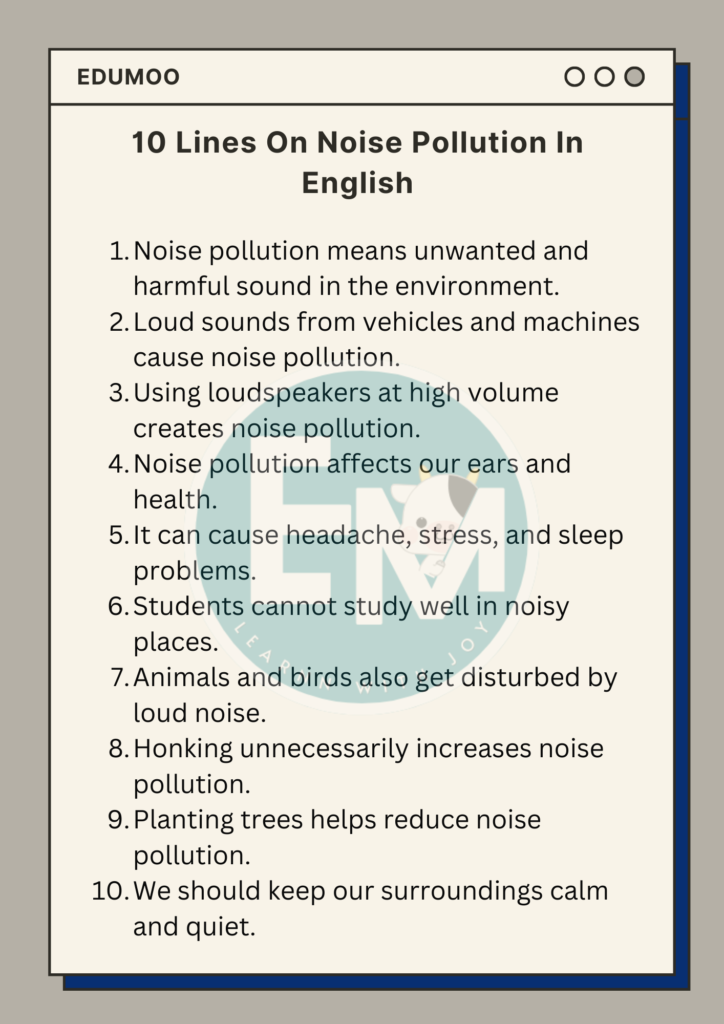 10 Lines on Noise Pollution