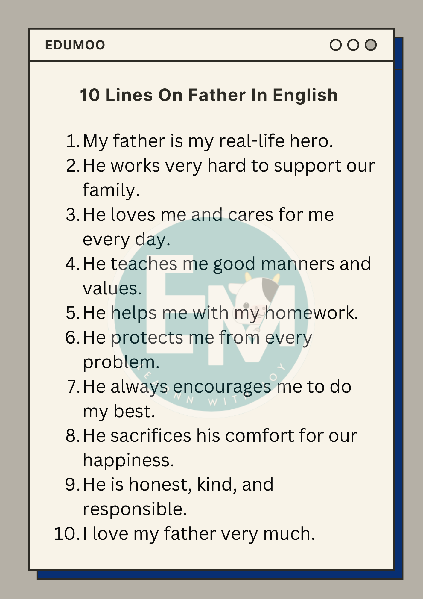 Patriarch Sentence. Example 10 Lines On Father In English