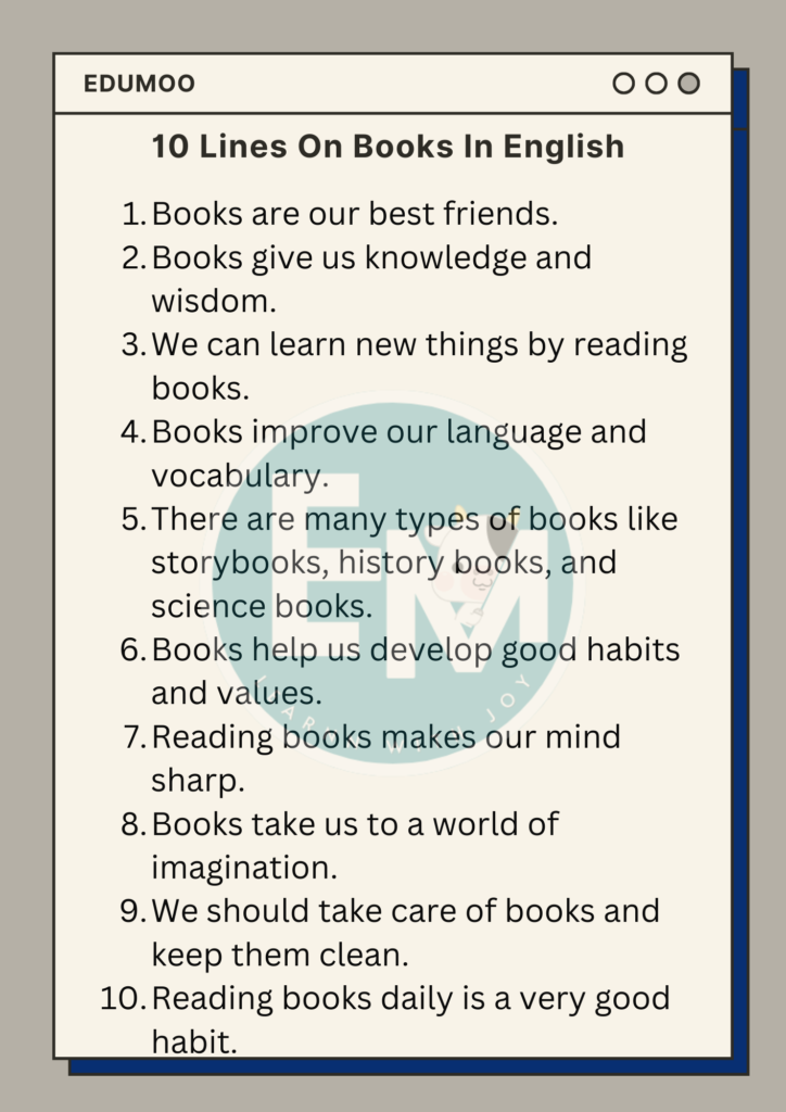 10 Lines on Books