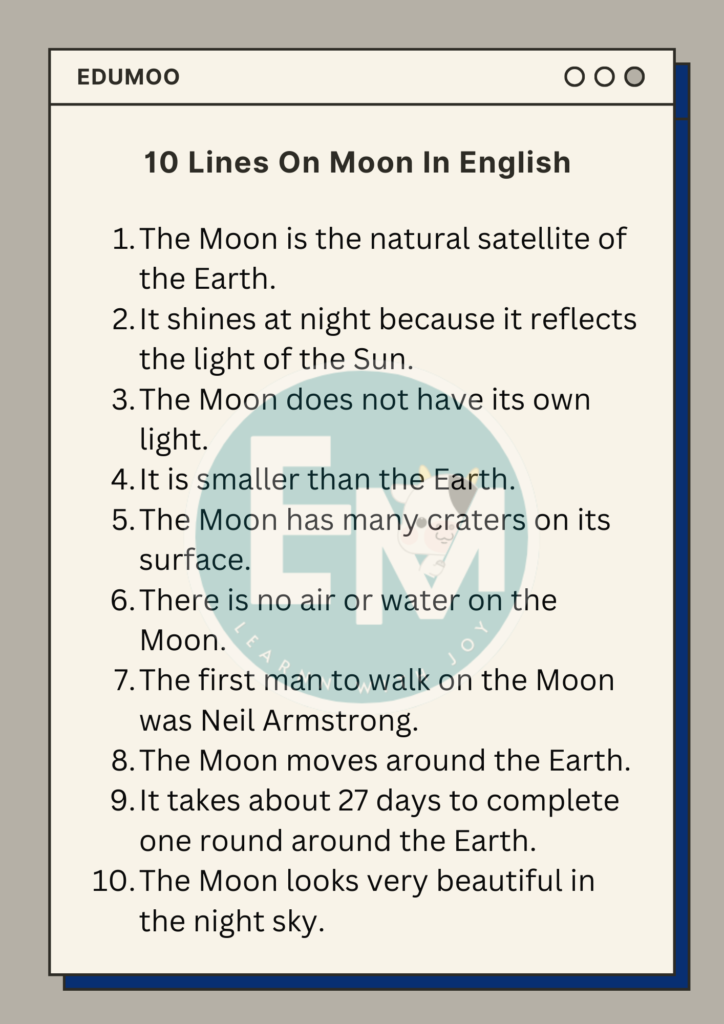 10 Lines on Moon