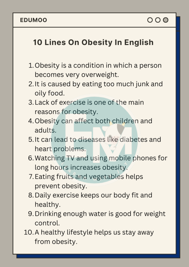 10 Lines on Obesity