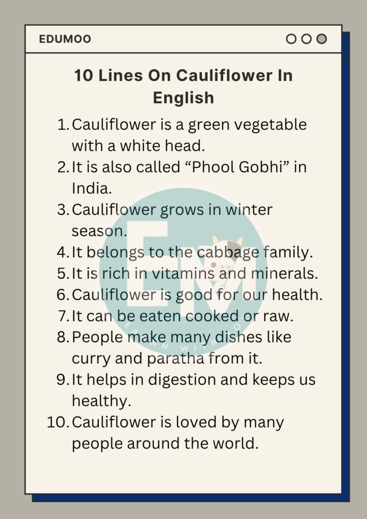 10 Lines On Cauliflower