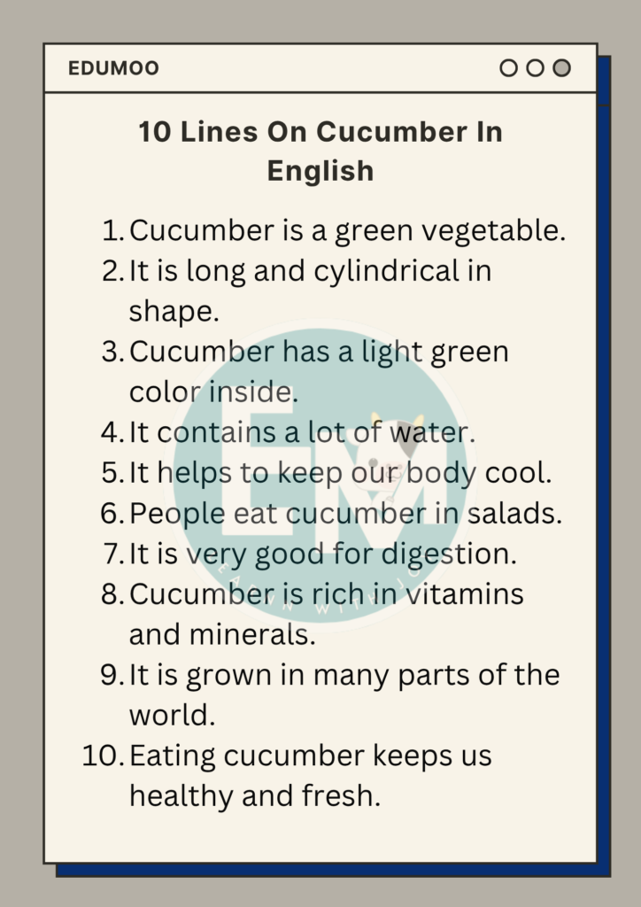 10 Lines On Cucumber