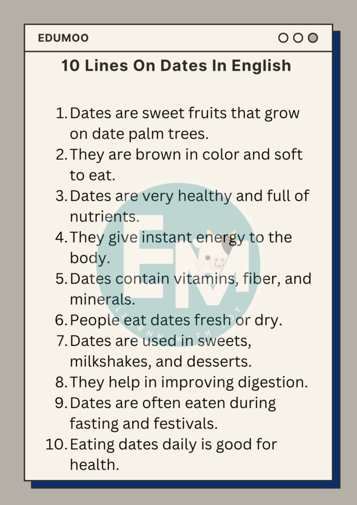 10 Lines On Dates
