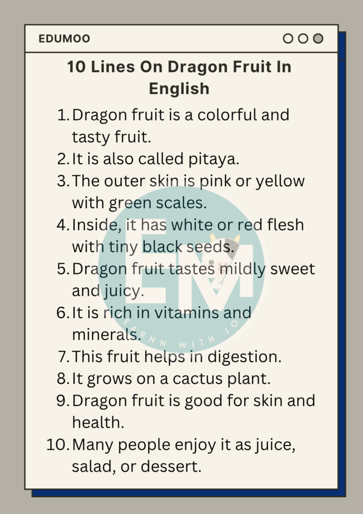 10 Lines On Dragon Fruit