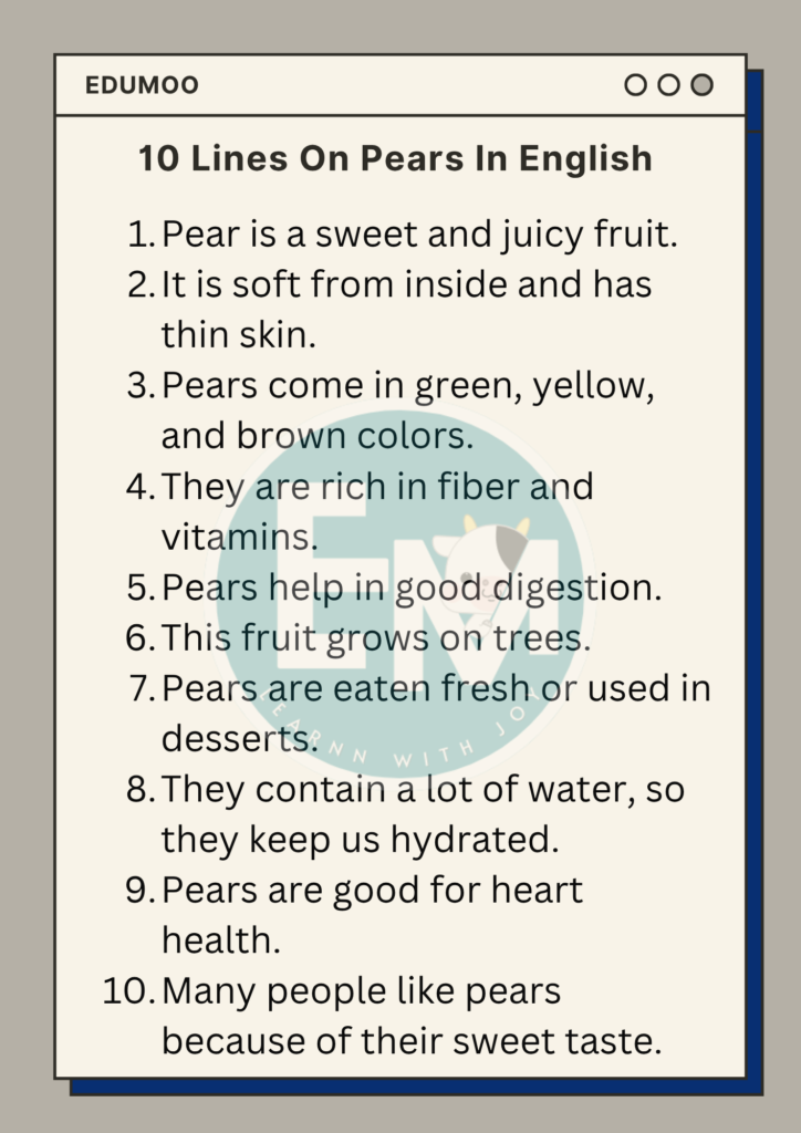 10 Lines On Pears