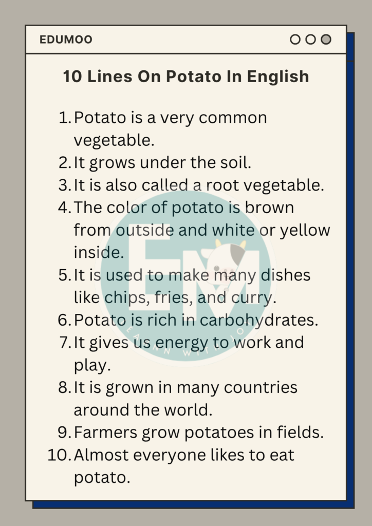 10 Lines On Potato