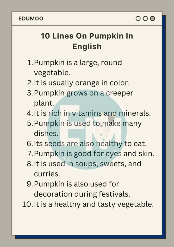 10 Lines On Pumpkin