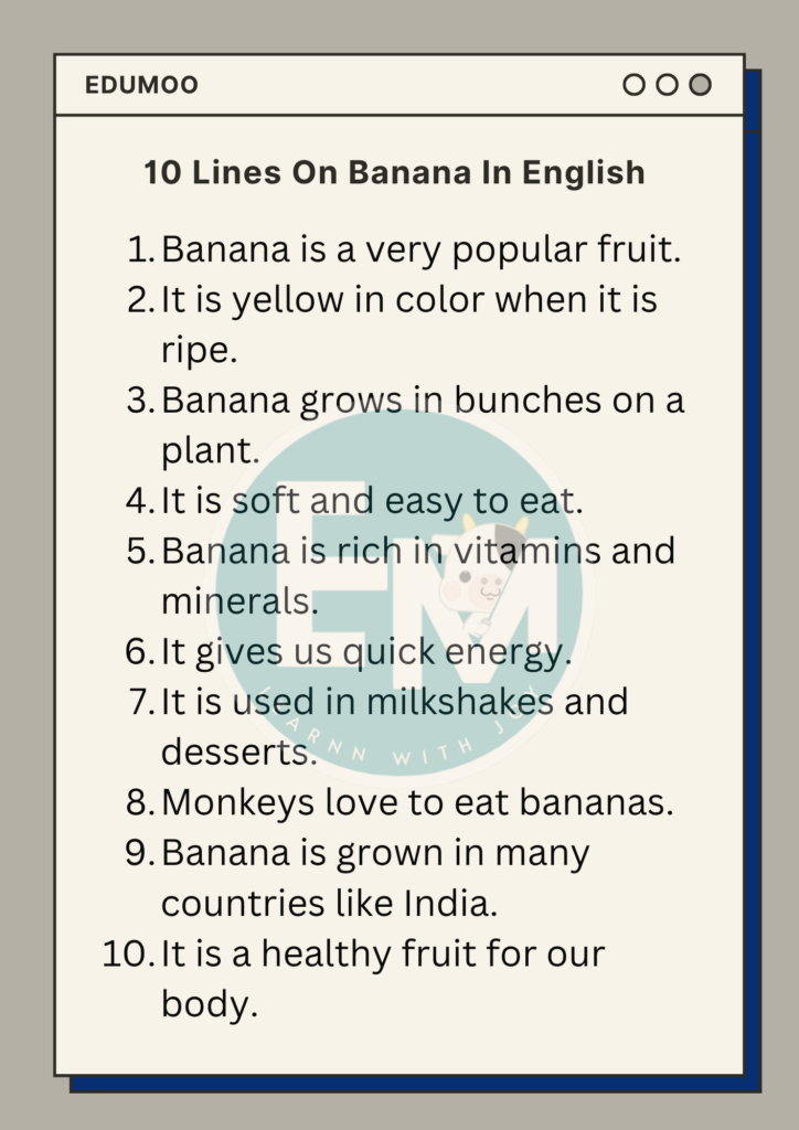 10 Lines on Banana