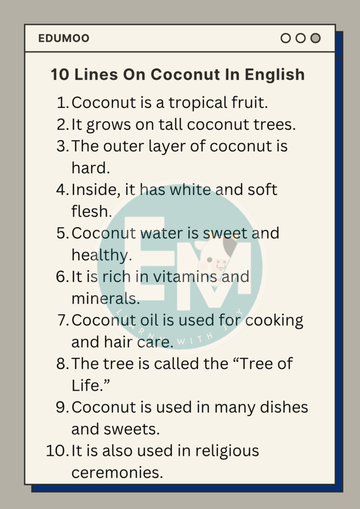 10 Lines on Coconut