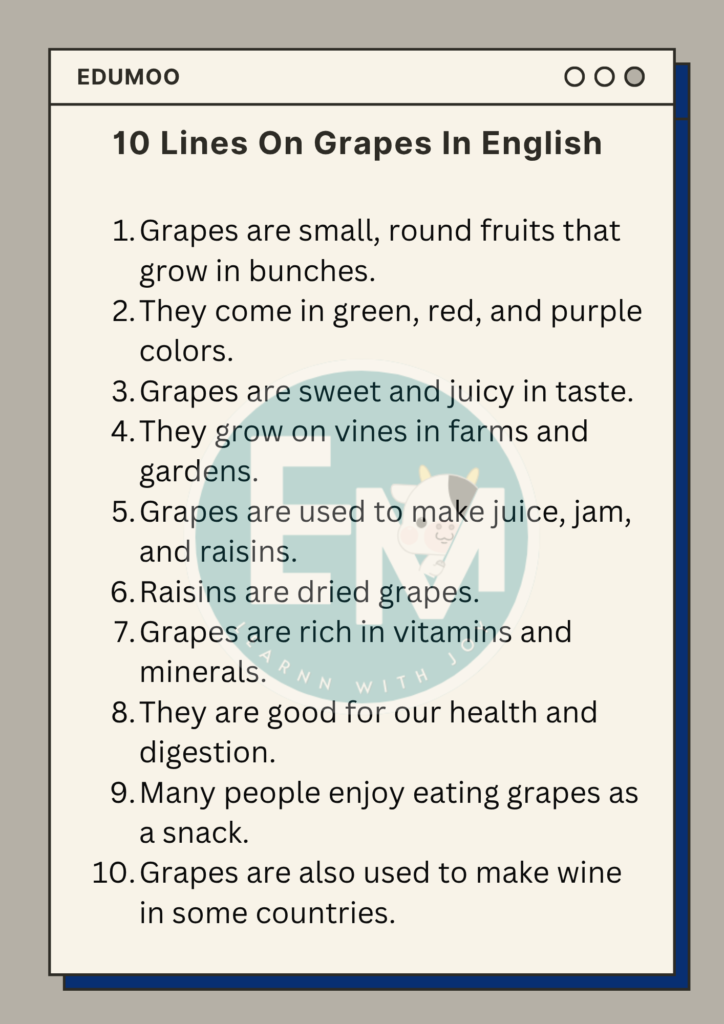 10 Lines on Grapes