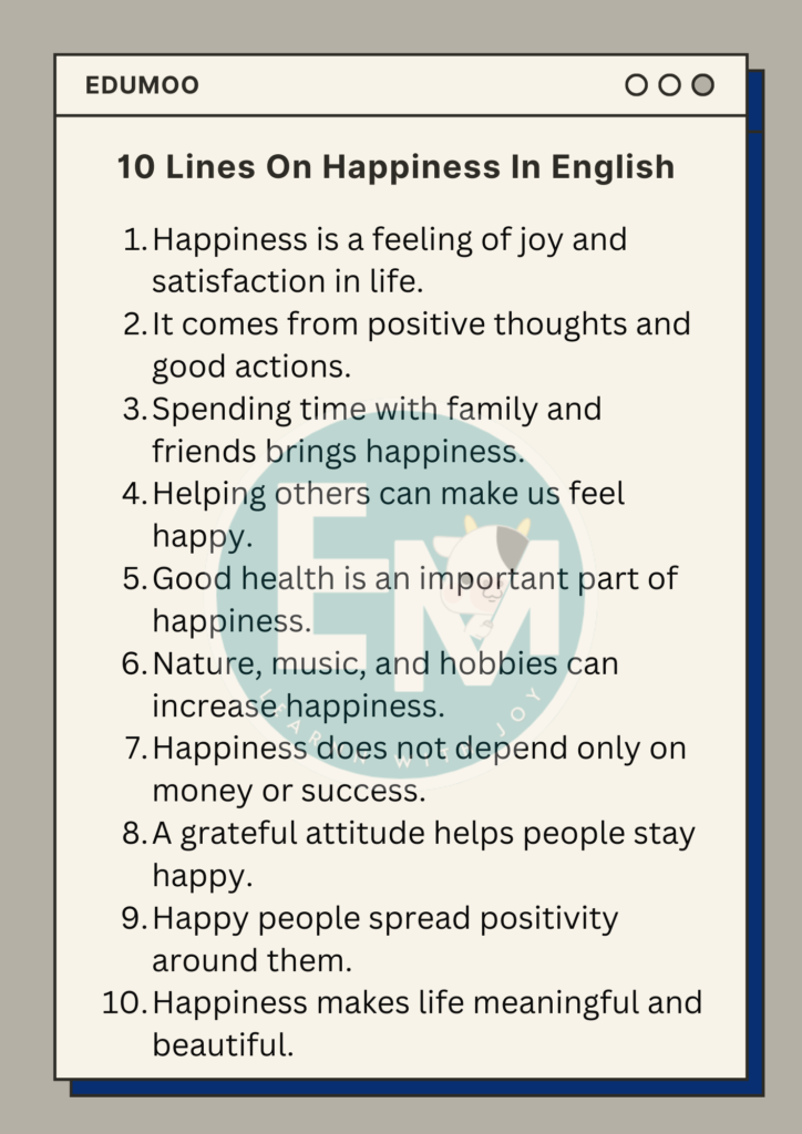 10 Lines on Happiness