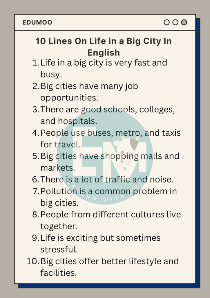 10 Lines on Life in a Big City