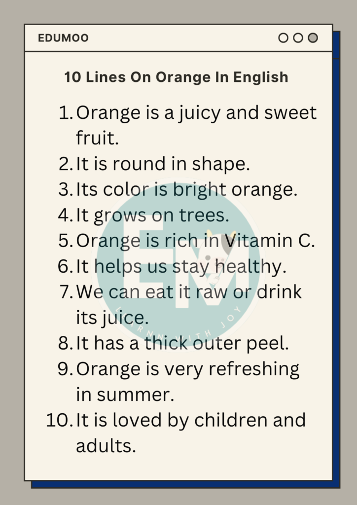 10 Lines on Orange