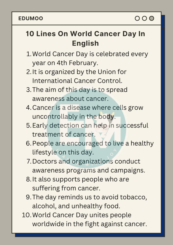 10 Lines on World Cancer Day