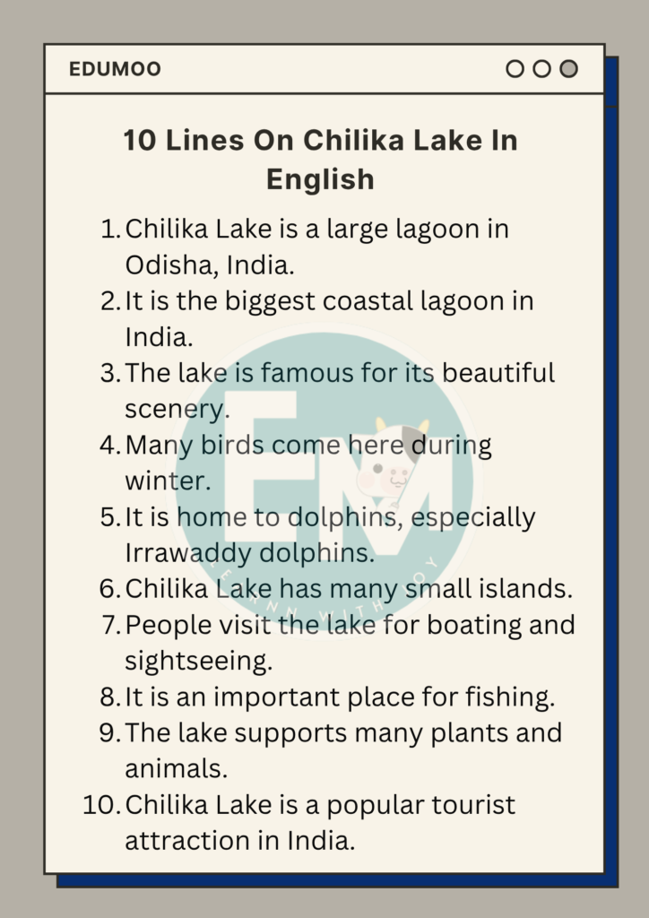 10 Lines On Chilika Lake