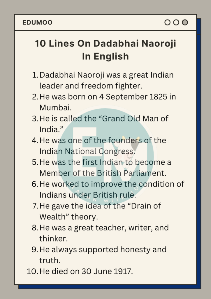 10 Lines On Dadabhai Naoroji