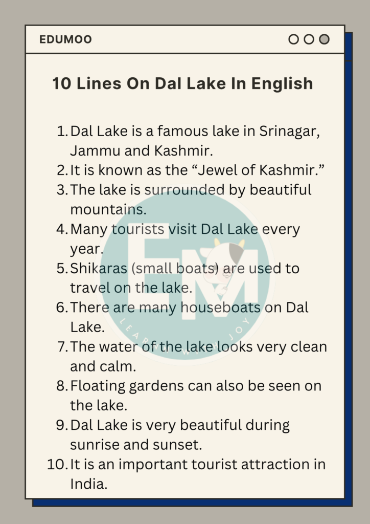 10 Lines On Dal Lake