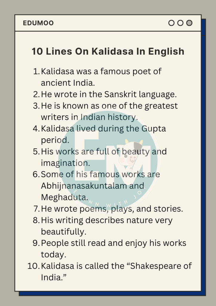 10 Lines On Kalidasa