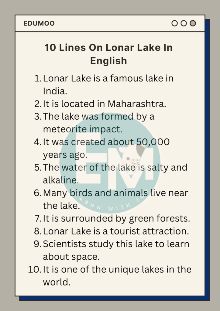 10 Lines On Lonar Lake