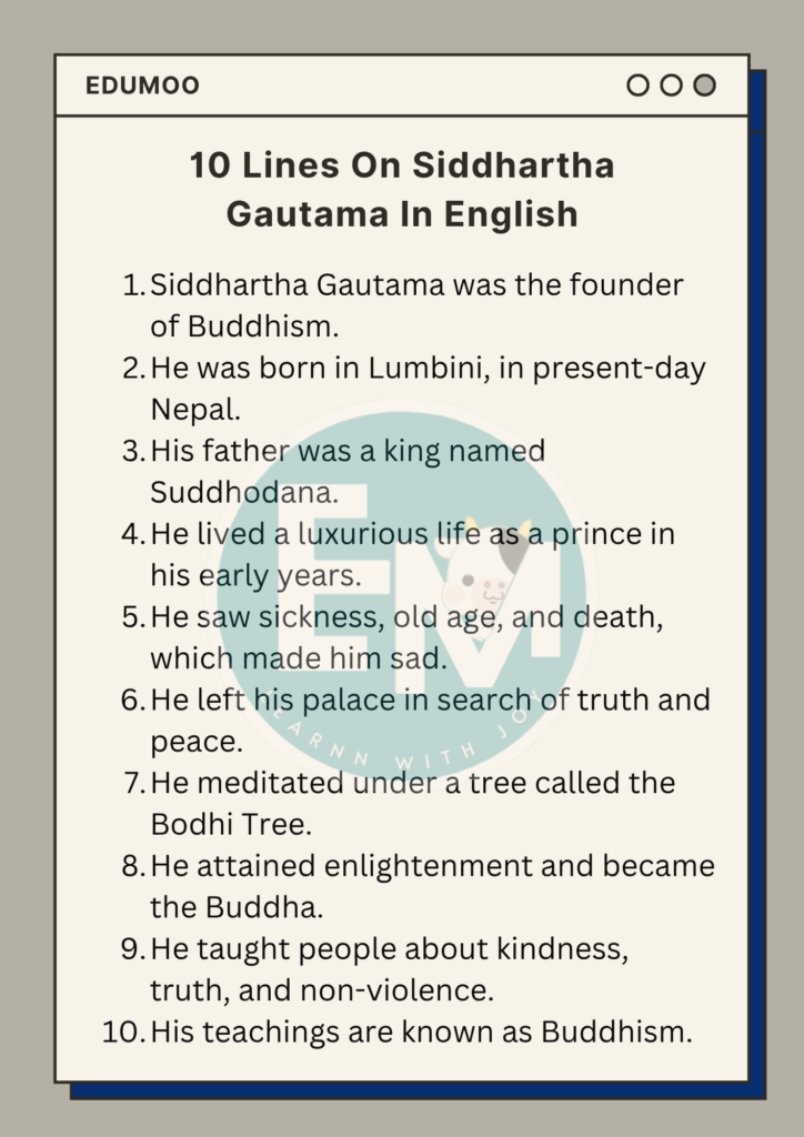 10 Lines On Siddhartha Gautama