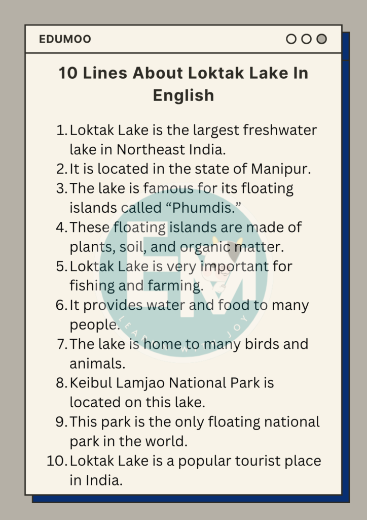 10 lines about loktak lake